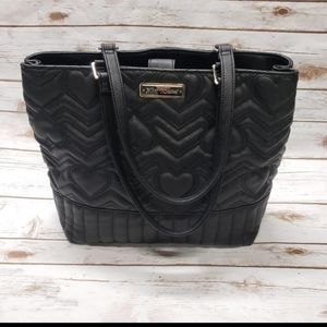Betsy Johnson hearts black large tote shoulder bag